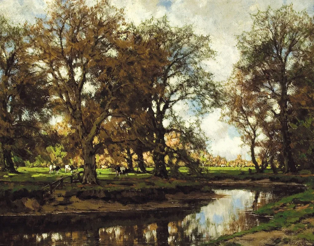 Grazing At The Vordense Beek Wall Art by Arnold Marc Gorter - High-Resolution Digital Print