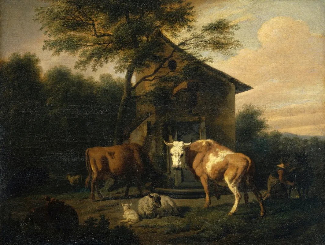 Grazing Cattle Wall Art by Dirck van Bergen - High-Resolution Digital Print
