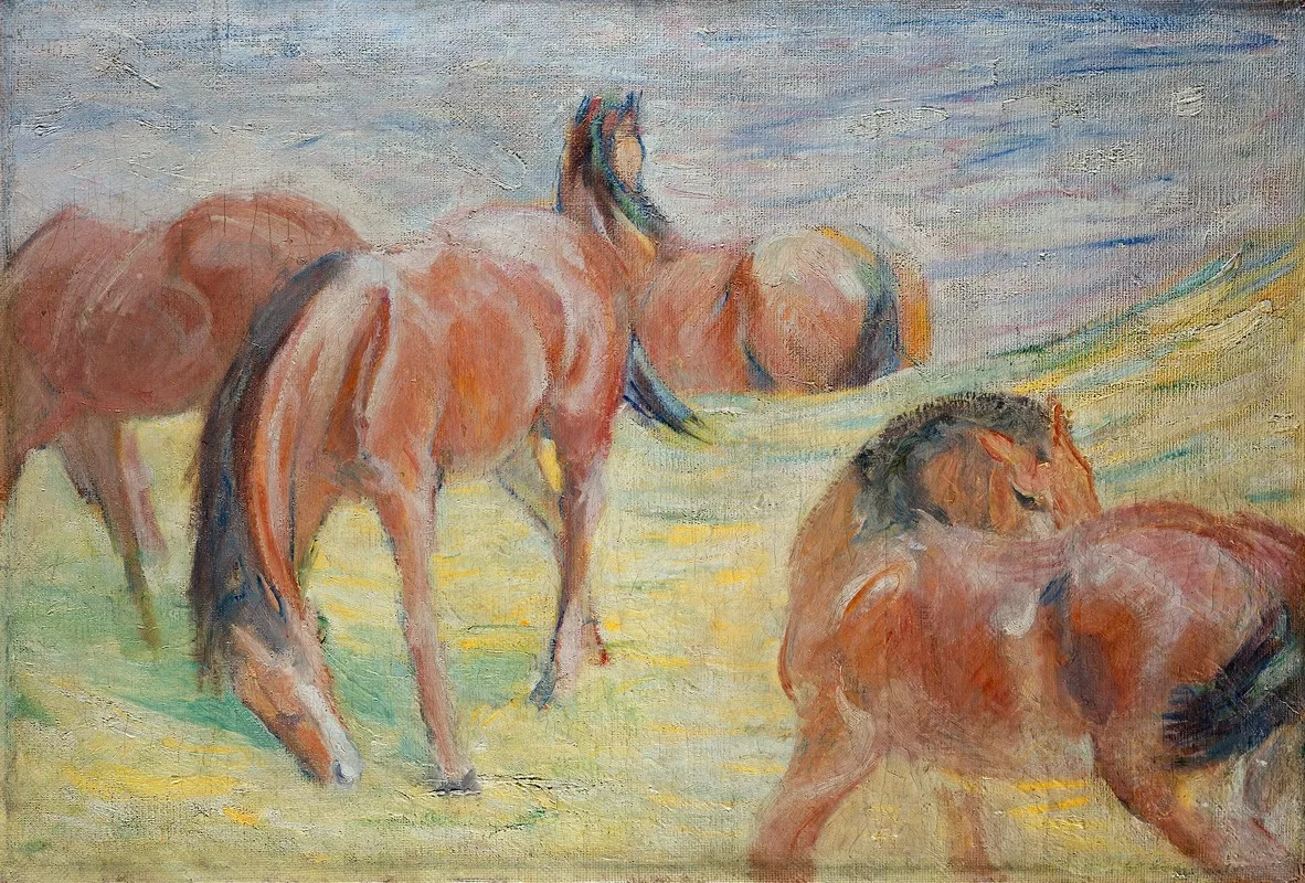 Grazing Horses I Wall Art by Franz Marc - High-Resolution Digital Print