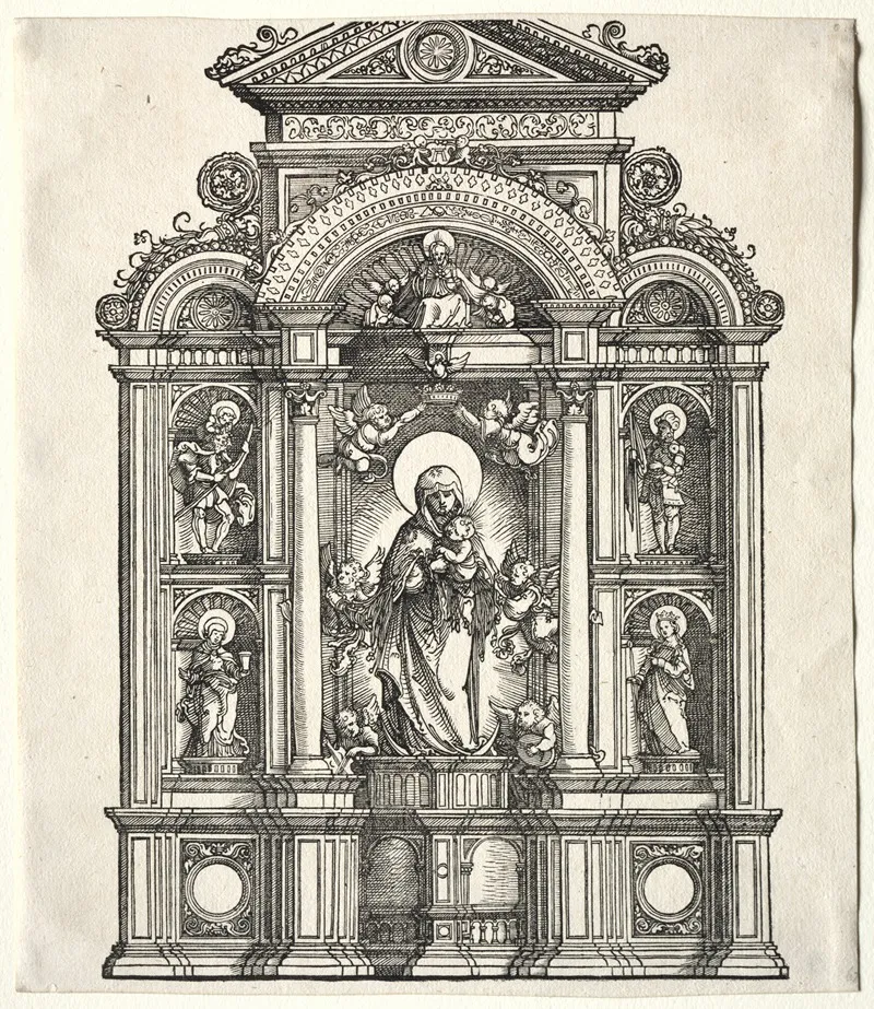 Great Altar With The Virgin In A Border With Ss Christopher George Barbara Catherine