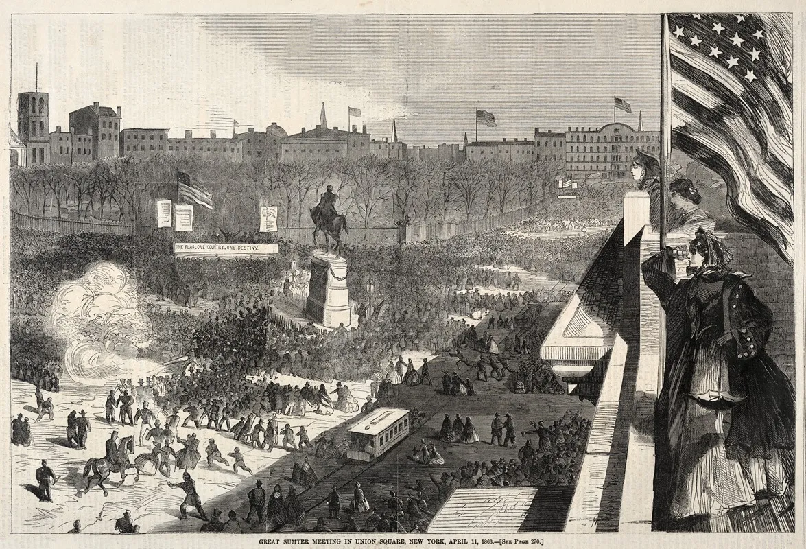 Great Sumter Meeting In Union Square New York April 11 1863 Wall Art by Winslow Homer - High-Resolution Digital Print