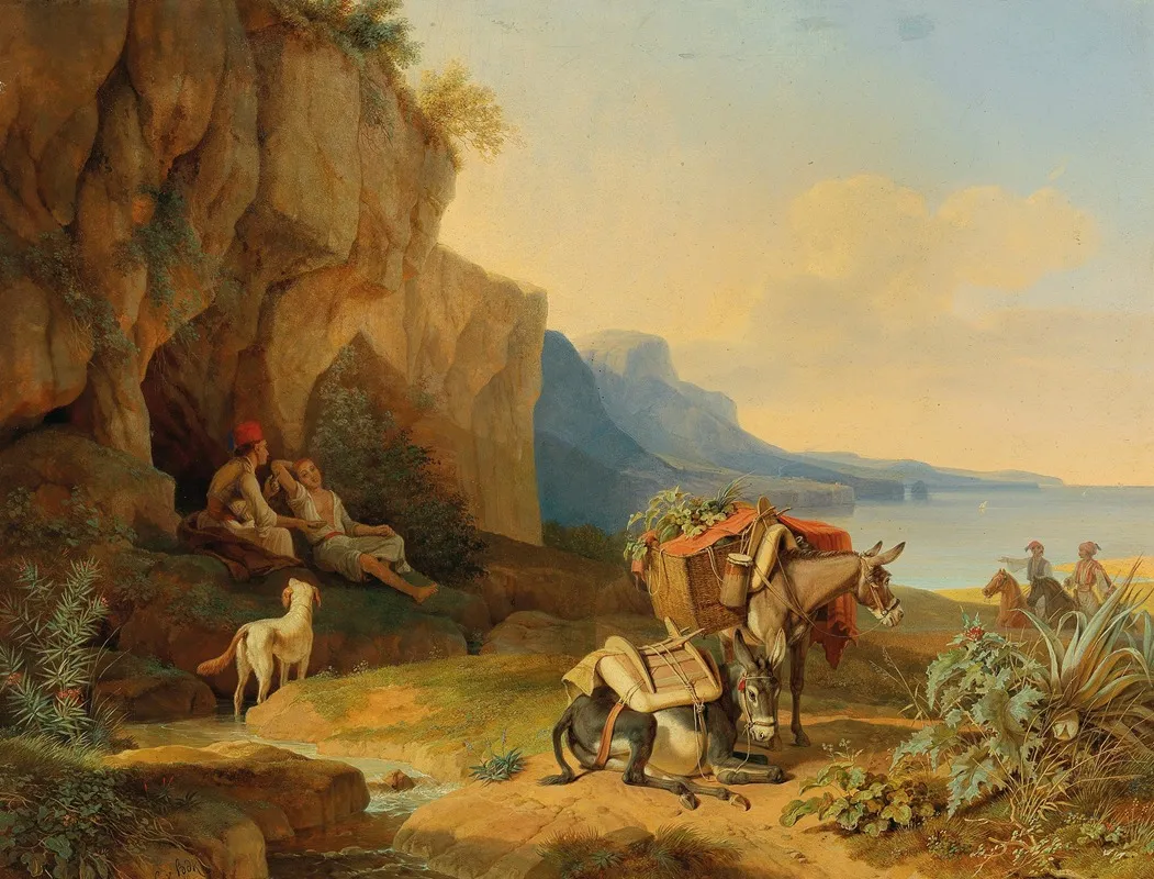 Greece Resting On The Way To The Market Wall Art by Carl Wilhelm von Heideck - High-Resolution Digital Print