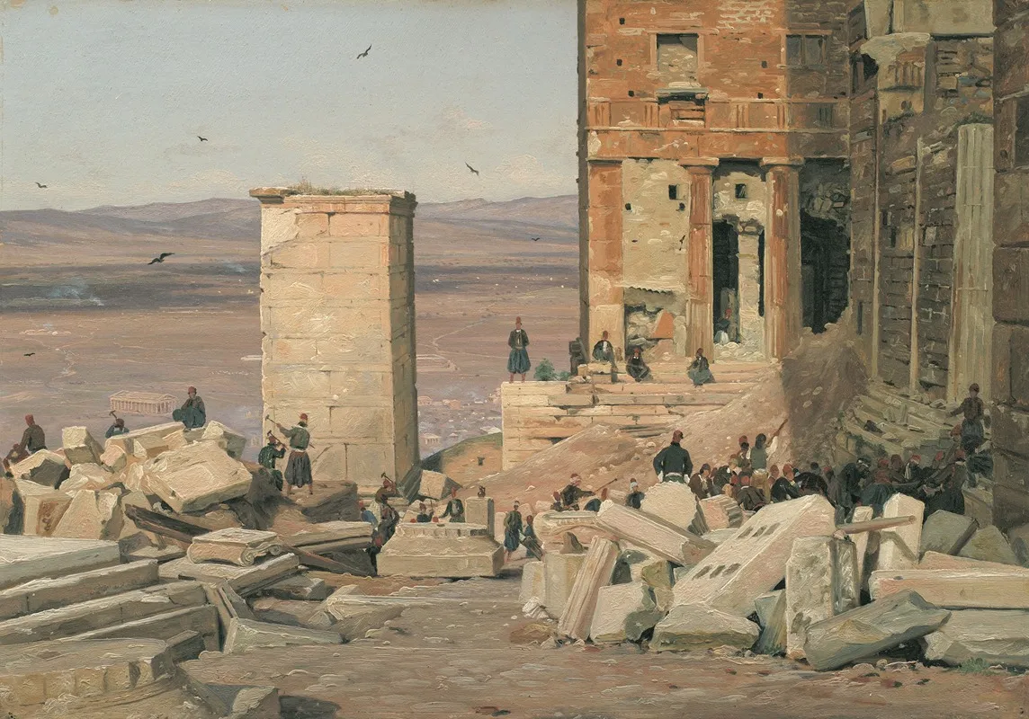 Greeks Working In The Ruins Of The Acropolis