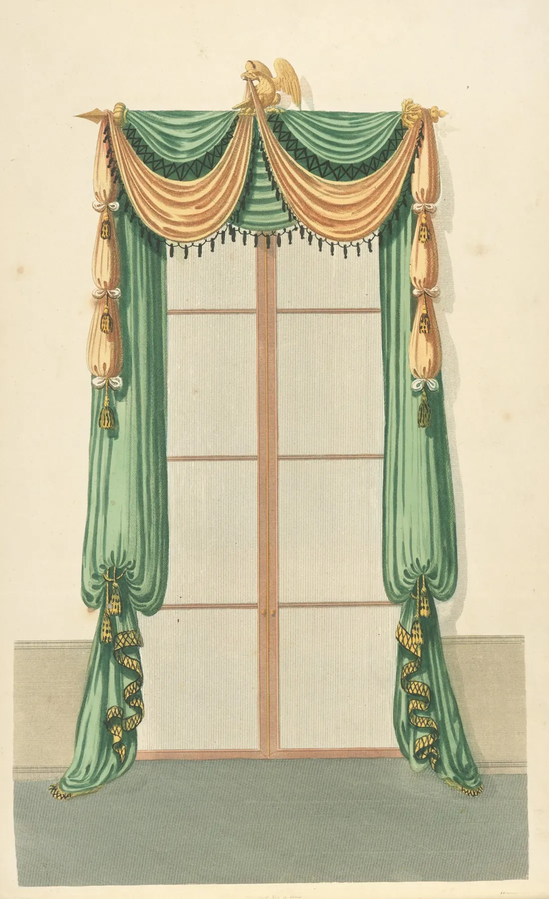Green And Gold Drapery 2 Wall Art by Thomas Sheraton - High-Resolution Digital Print