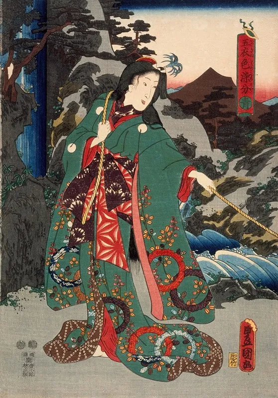 Green Wall Art by Utagawa Kunisada (Toyokuni III) - High-Resolution Digital Print