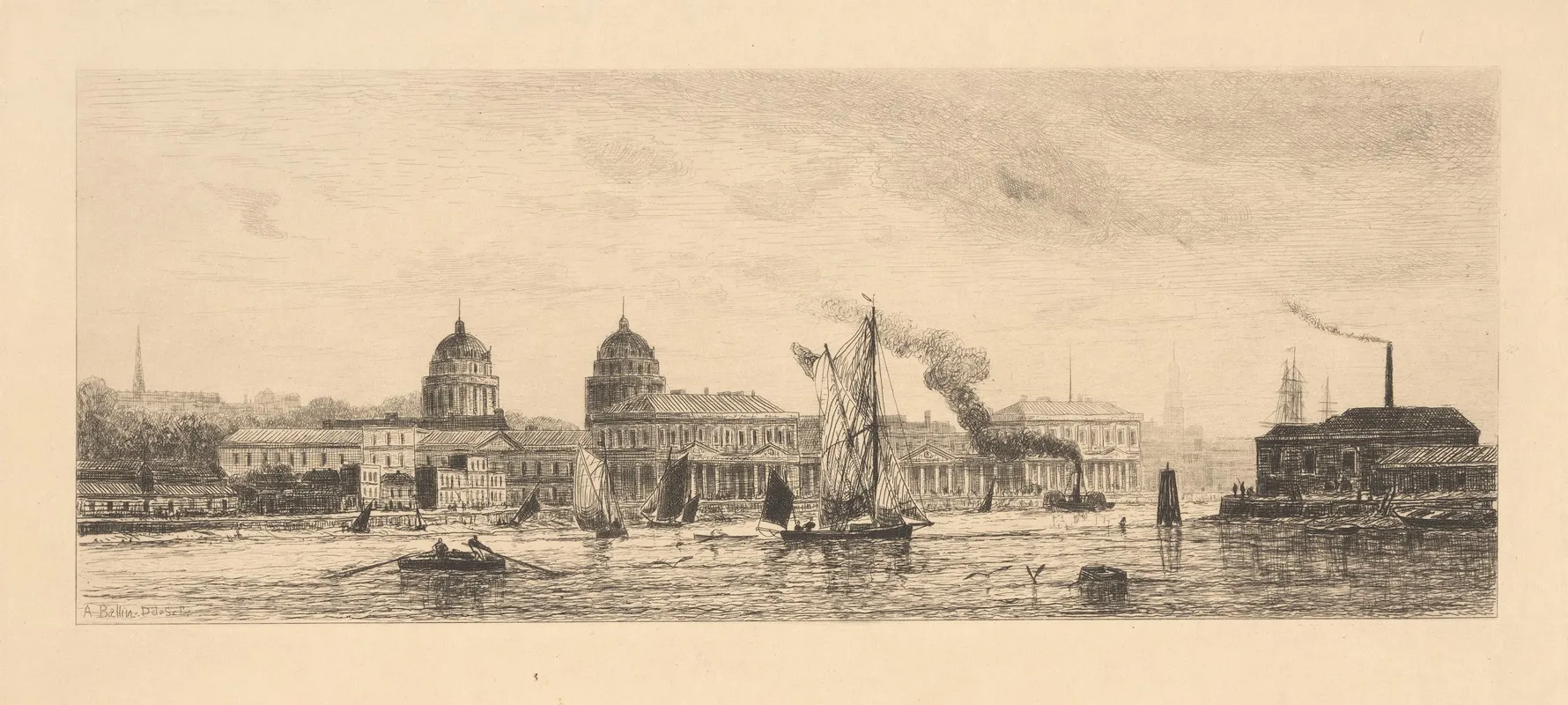 Greenwich From The Thames Wall Art by Auguste Ballin - High-Resolution Digital Print