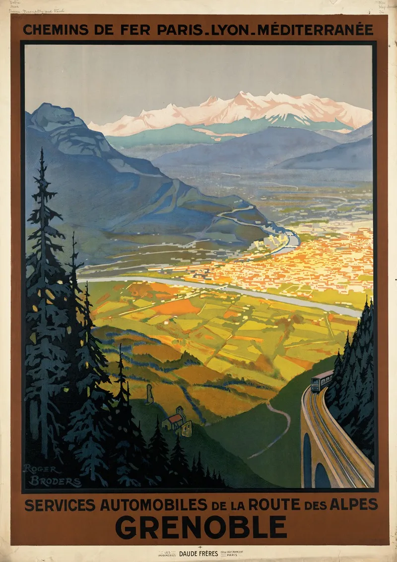 Grenoble Services Automobiles De La Route Des Alpes Wall Art by Roger Broders - High-Resolution Digital Print