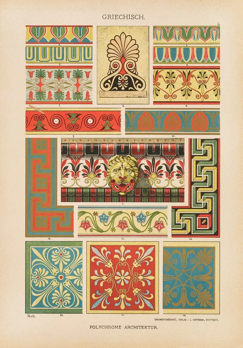 Griechisch Polychrome Architektur Wall Art by Heinrich Dolmetsch - High-Resolution Digital Print