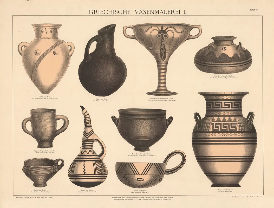 Griechische Vasenmalerei I Wall Art by A. Pichlers Witwe & Sohn - High-Resolution Digital Print