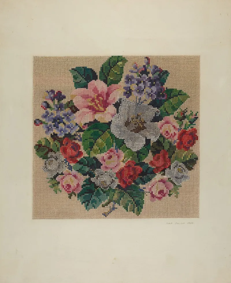 Gros Point Needlework Flowers