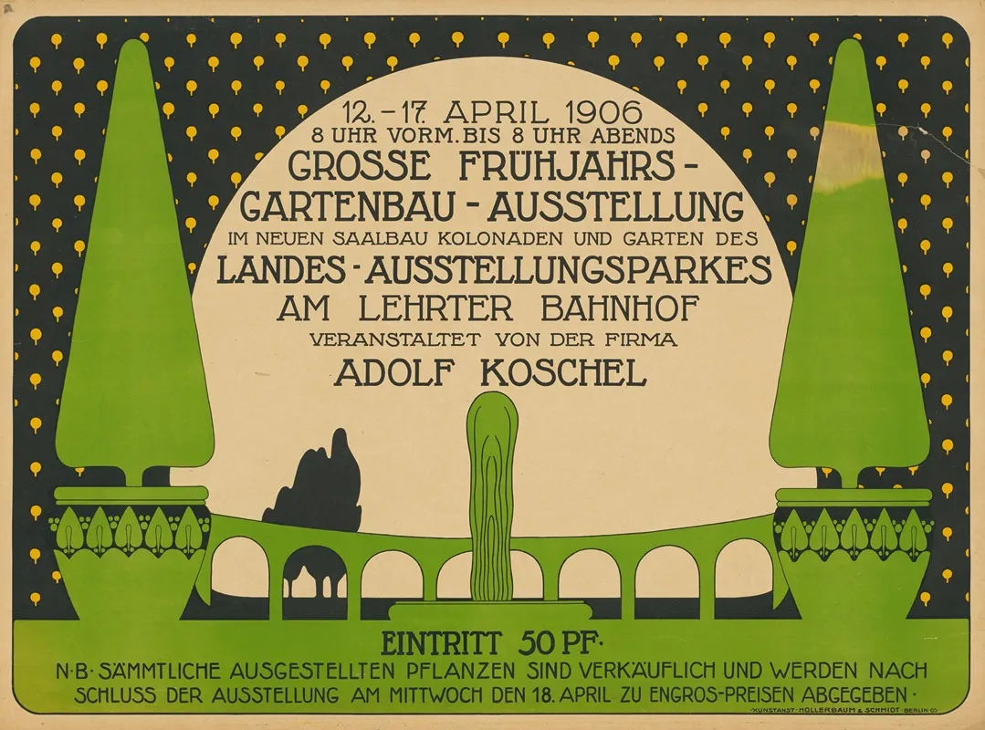 Grose Fruhjahrs Gartenbau Ausstellung Landes Ausstellungspark Am Lehrter Bahnhof Veranstalter Adolf Koschel Wall Art by Hollerbaum & Schmidt - High-Resolution Digital Print