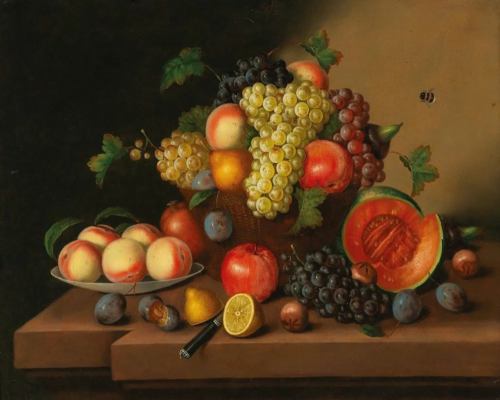 Grosses Dekoratives Fruchtestillleben Wall Art by Johann Georg Seitz - High-Resolution Digital Print