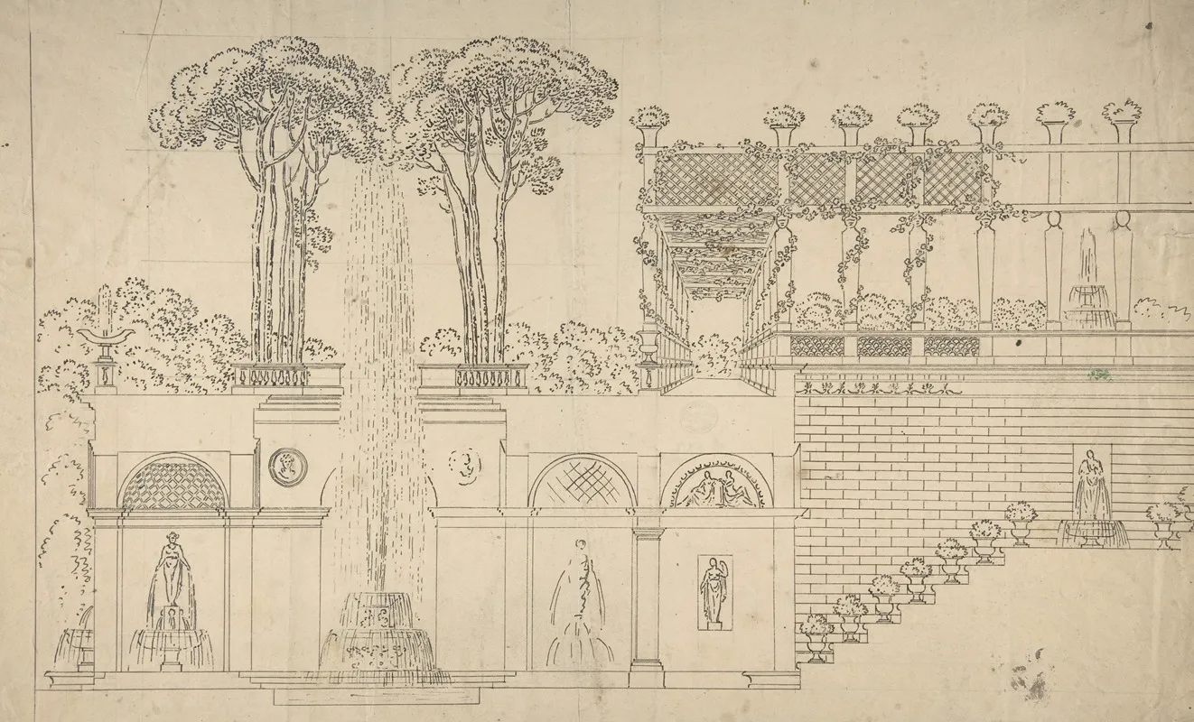 Grotto Under A Terrace 2 Wall Art by Jean-Baptiste-Cicéron Lesueur - High-Resolution Digital Print