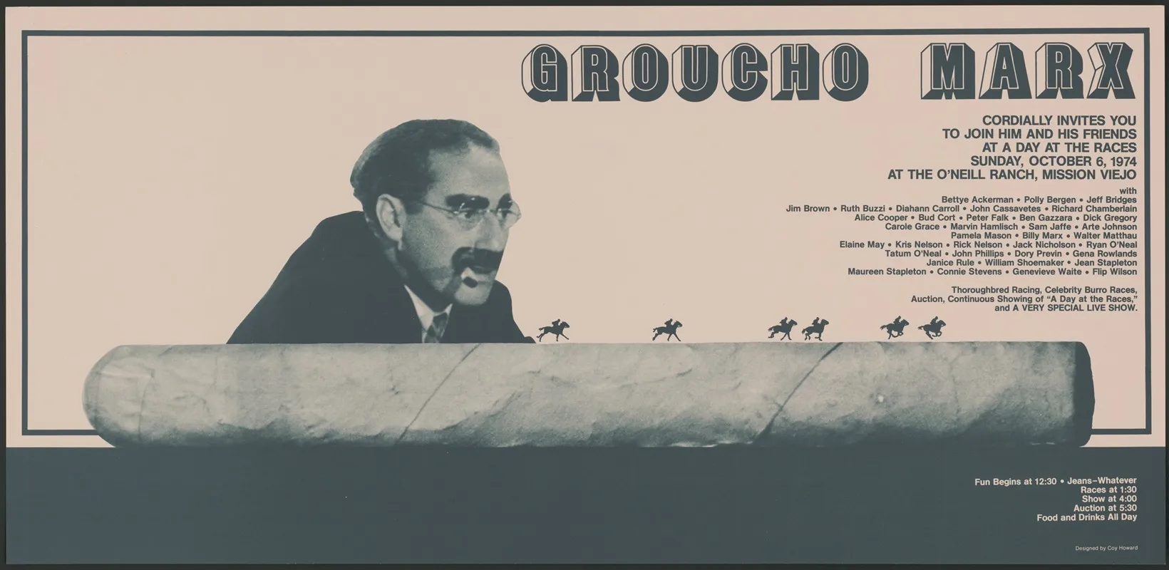 Groucho Marx Cordially Invites You To Join Him And His Friends At A Day At The Races Wall Art by Coy Howard - High-Resolution Digital Print