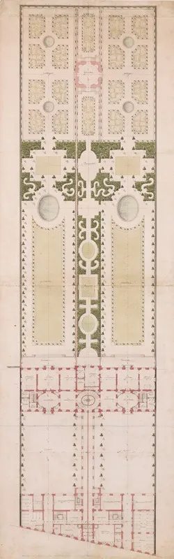 Ground Plan For The Hotel De La Rochefoucauld Doudeauville And Its Garden Paris Wall Art by Jean Jacques Huvé - High-Resolution Digital Print