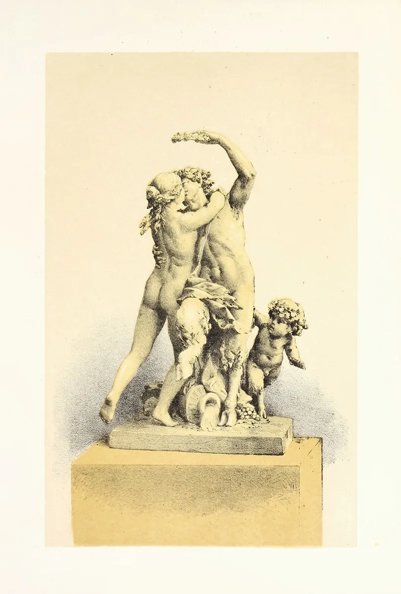 Group In Terra Cotta Bacchanalian Subject Wall Art by John Charles Robinson - High-Resolution Digital Print