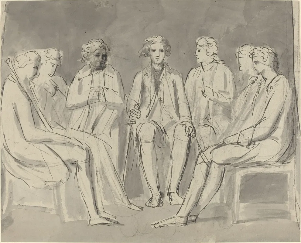 Group Of Men Seated In A Circle Recto