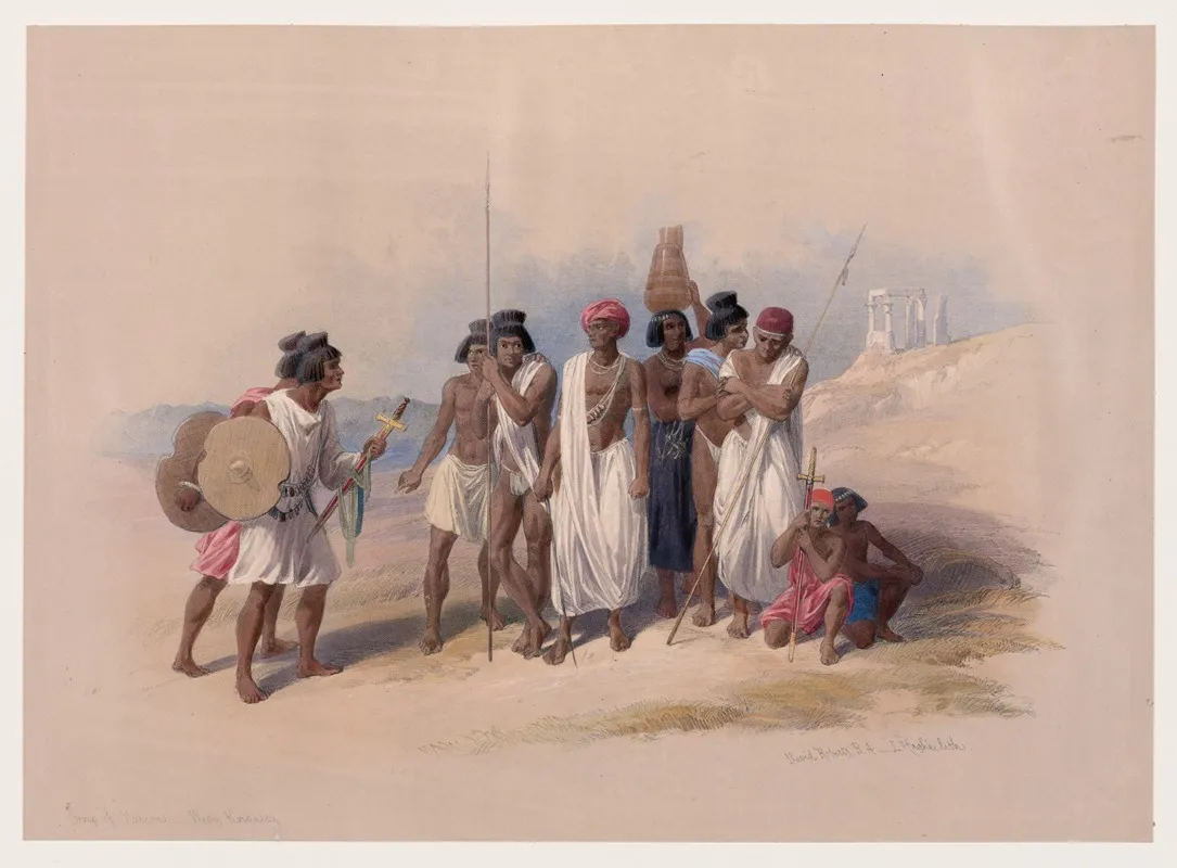 Group Of Nubians Wady Kardasey Sic Qirtasi Wall Art by David Roberts - High-Resolution Digital Print
