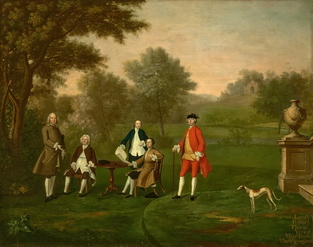 Group Portrait Of The Sons Of Thomas Bertie 1st Duke Of Ancaster 1660 1723 And Albinia Farrington 1689 1745 With Their Maternal Uncle Thomas Farrington 1687 1758 Wall Art by Arthur Devis - High-Resolution Digital Print