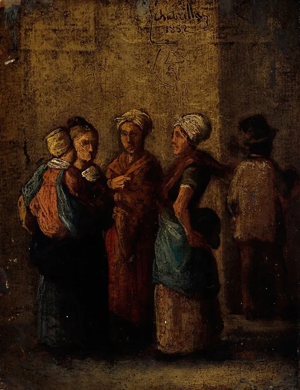 Groupe De Femmes Dans La Rue Wall Art by Charles Raymond Chabrillac - High-Resolution Digital Print