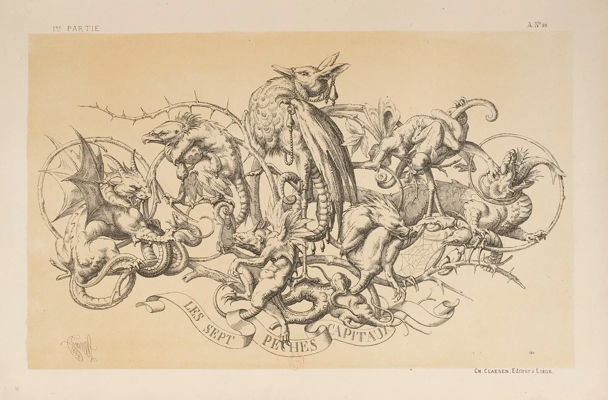 Groupe Fantastique Les Sept Peches Capitaux Wall Art by Michel Liénard - High-Resolution Digital Print