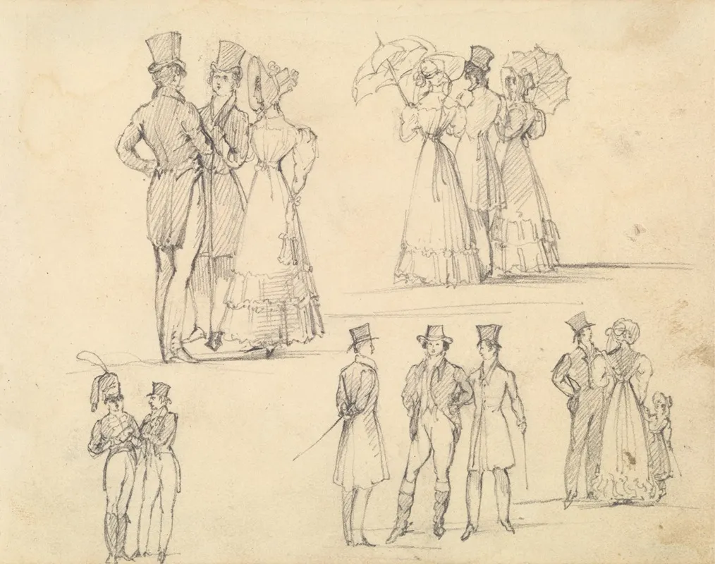 Groups Of Men And Women In Conservation Wall Art by Joseph Nash - High-Resolution Digital Print