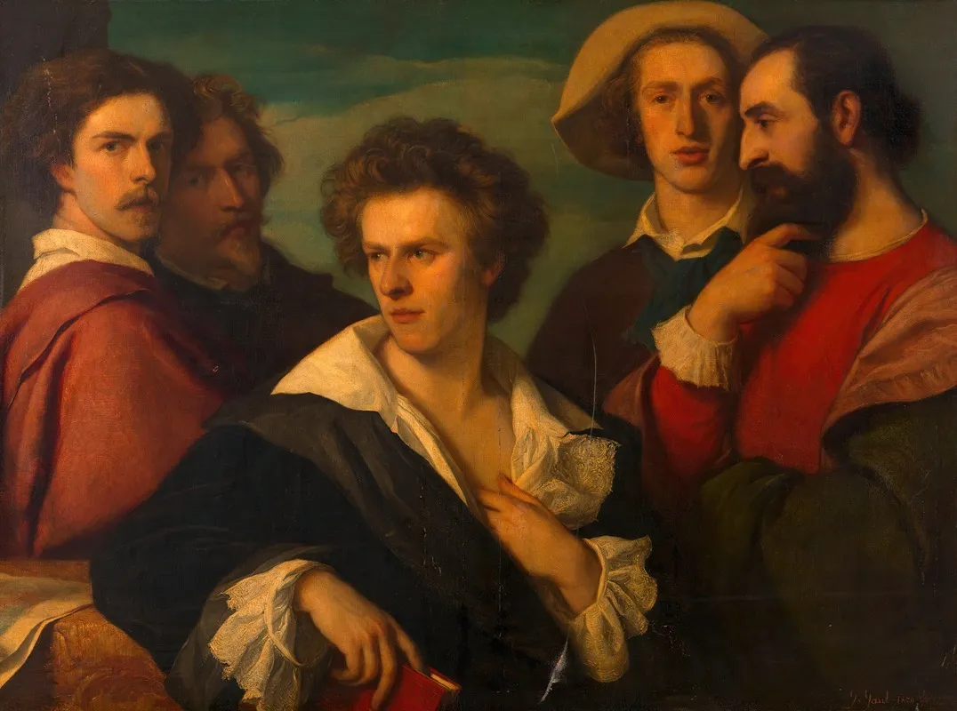 Gruppenbildnis Von Funf Freunden Gustav Gaul Karl Ferdinand Konradi Josef Lewinsky Adolf James Julius Price Franz Melnitzky Wall Art by Gustav Gaul - High-Resolution Digital Print