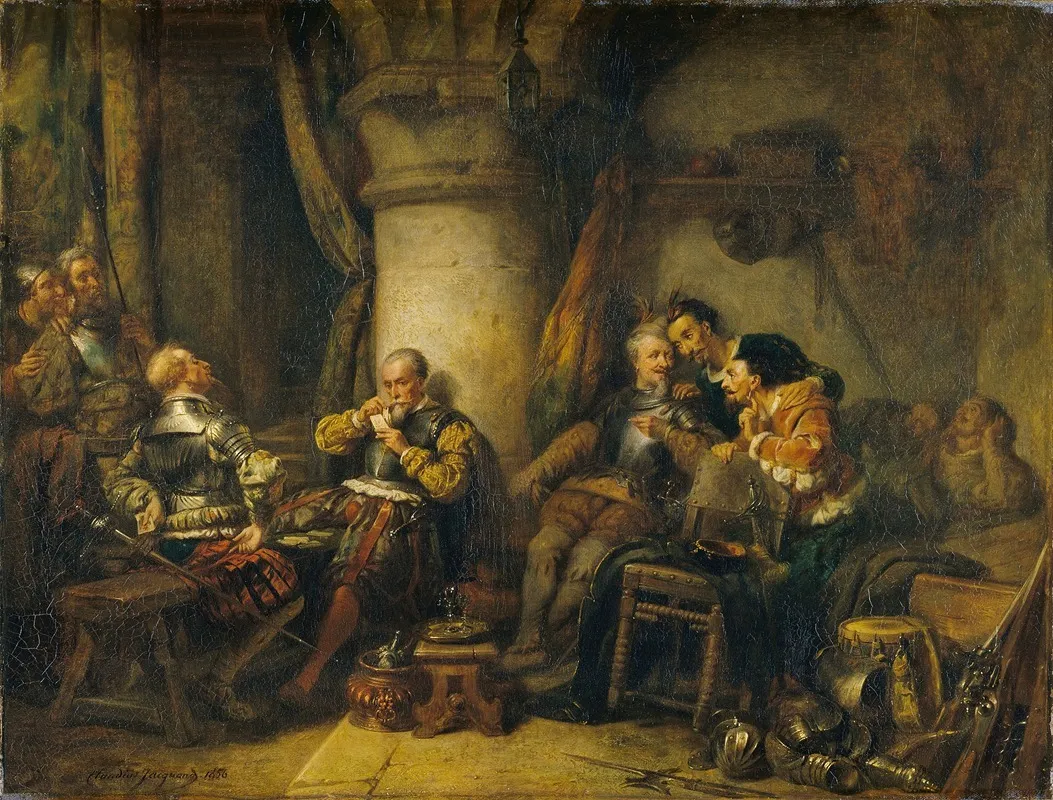 Guard Room Scene Wall Art by Claudius Jacquand - High-Resolution Digital Print
