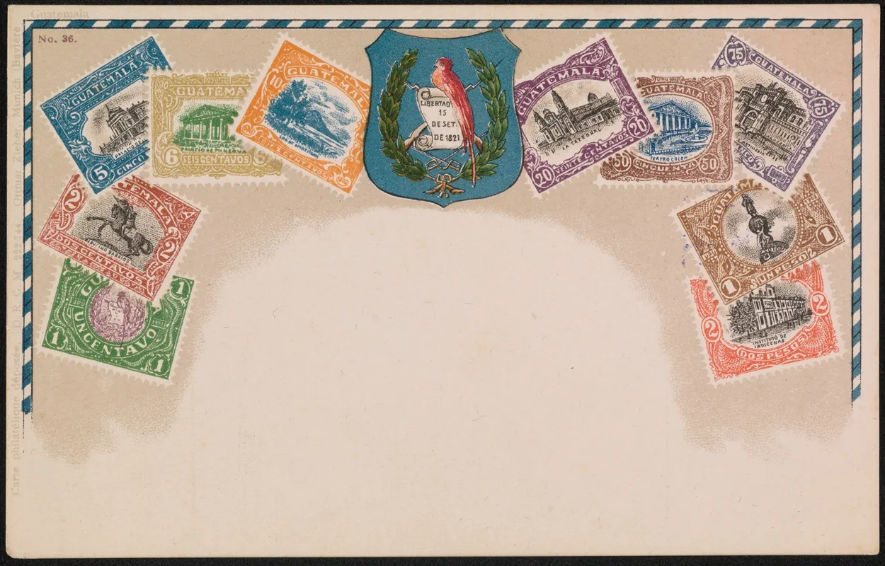 Guatemalan Postage Stamps Wall Art by Ottmar Zieher - High-Resolution Digital Print