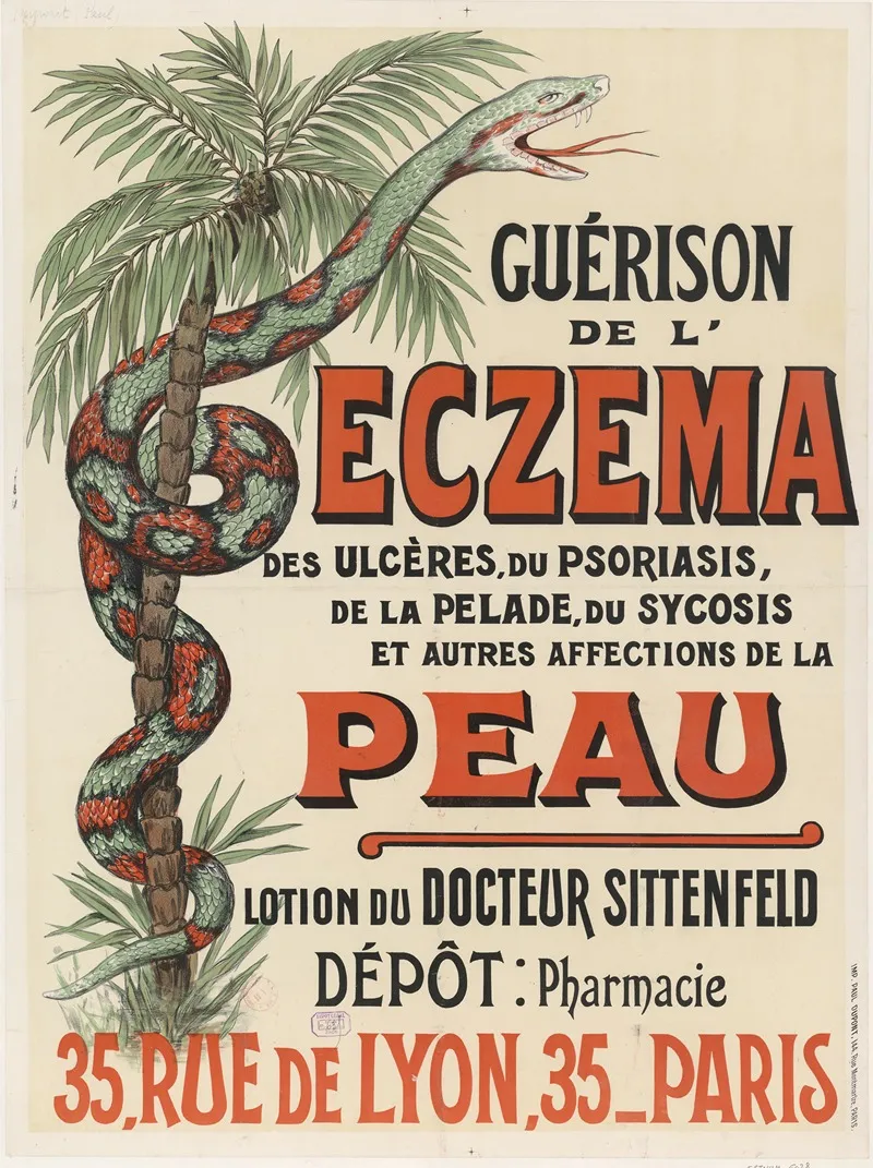 Guerison De Leczema Des Ulceres Du Psoriasis De La Pelade Du Sycosis Et Autres Affections De La Peau Wall Art by Imp. Paul Dupont - High-Resolution Digital Print