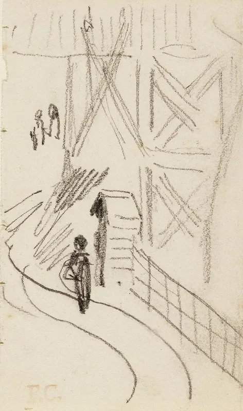 Guerite Au Bord Dune Rue Devant Une Tour Avec Un Personnage En Faction