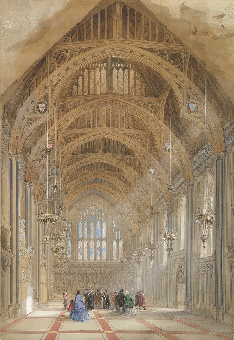 Guildhall London The Great Hall Facing East Wall Art by Sir Horace Jones - High-Resolution Digital Print