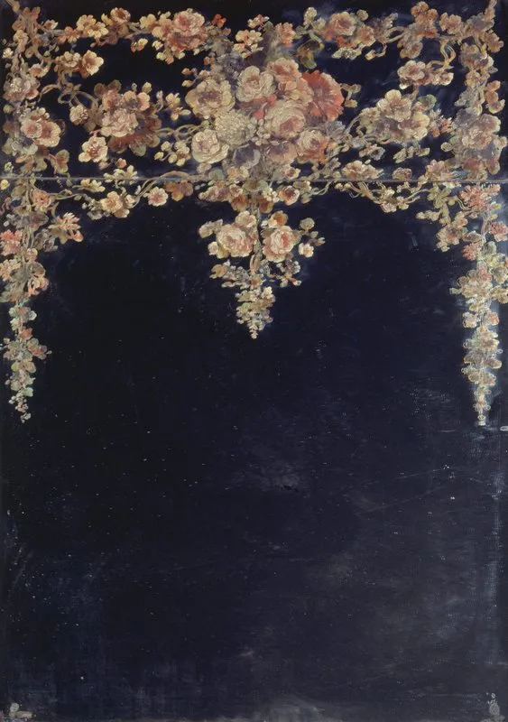 Guirlandes De Fleurs Peinture Sur Un Miroir