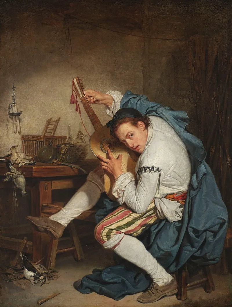 Guitar Player 2 Wall Art by Jean-Baptiste Greuze - High-Resolution Digital Print
