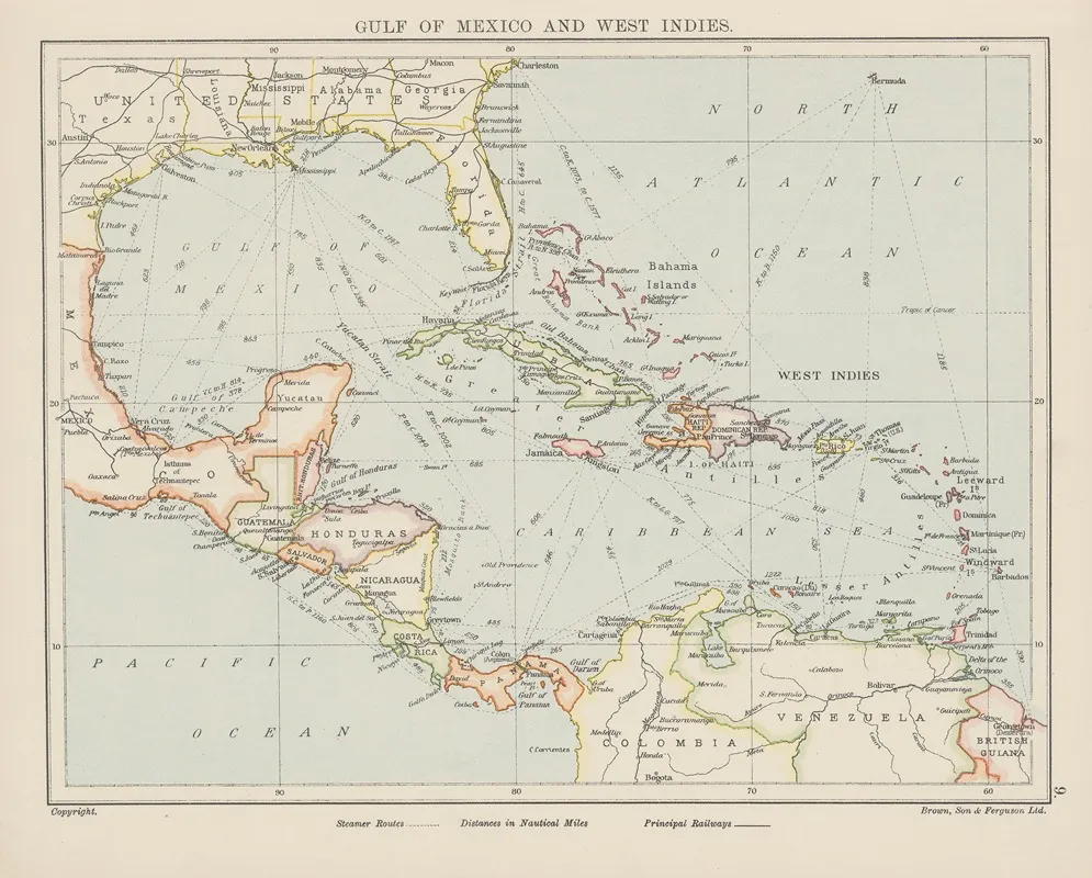 Gulf Of Mexico And West Indies Wall Art by Brown, Son & Ferguson Ltd - High-Resolution Digital Print
