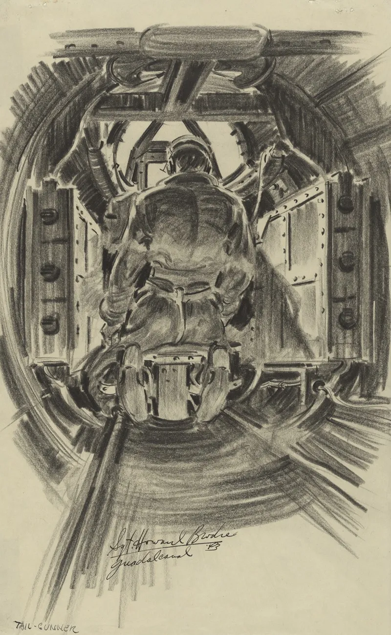 Gunner In An Airplane Bomber Wall Art by Howard Brodie - High-Resolution Digital Print