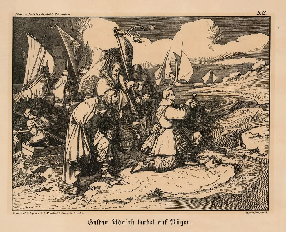 Gustav Adolph Landet Auf Rugen Wall Art by Joseph Mathias von Trenkwald - High-Resolution Digital Print