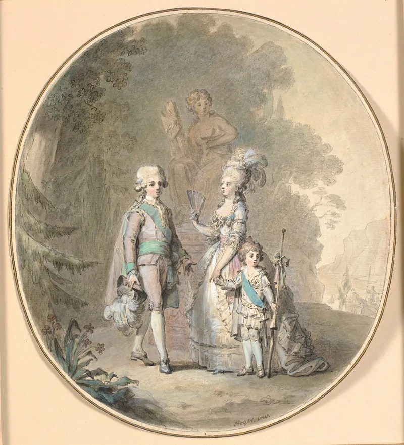 Gustav Iii Dronning Sophie Magdalene Og Kronprins Gustav Adolph Spadserende I Hagaparken Wall Art by Cornelius Høyer - High-Resolution Digital Print