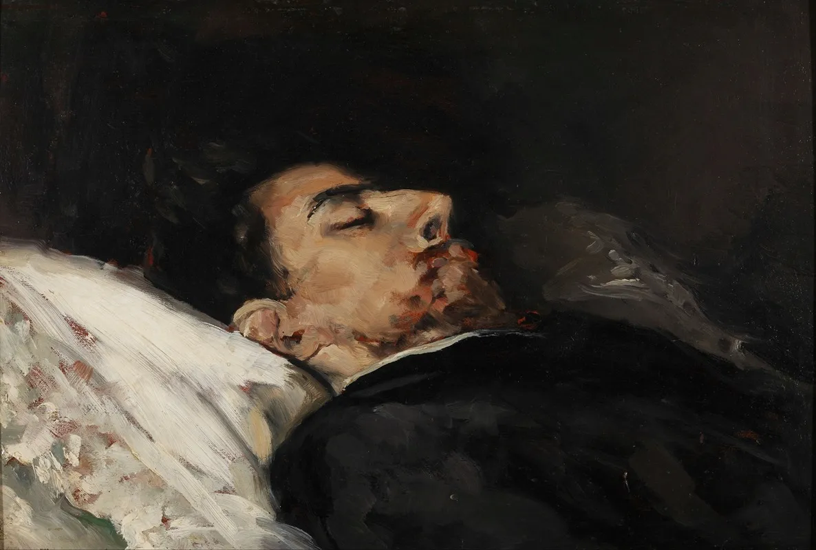 Gustavo Adolfo Becquer On His Death Bed Wall Art by Vicente Palmaroli y González - High-Resolution Digital Print
