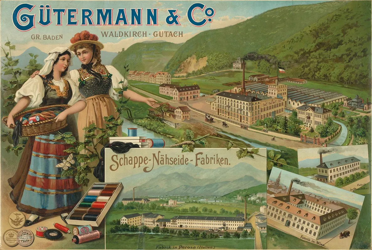 Gutermann Co Waldkirch Gutach Schappe Nahseide Fabrik Wall Art by W. Hagelberg AG - High-Resolution Digital Print