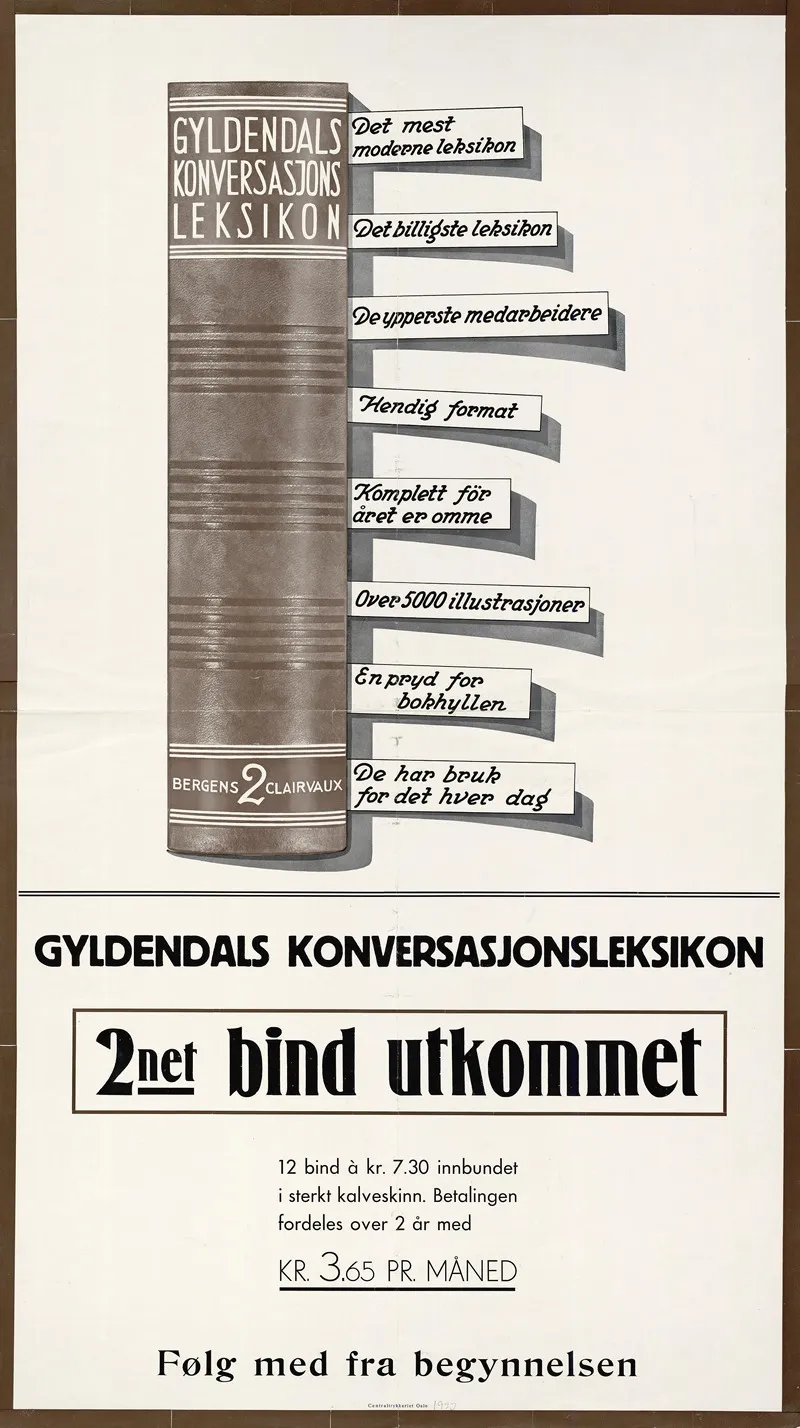 Gyldendals Konversasjonsleksikon 2net Bind Utkommet Wall Art by Centraltrykkeriet Oslo - High-Resolution Digital Print