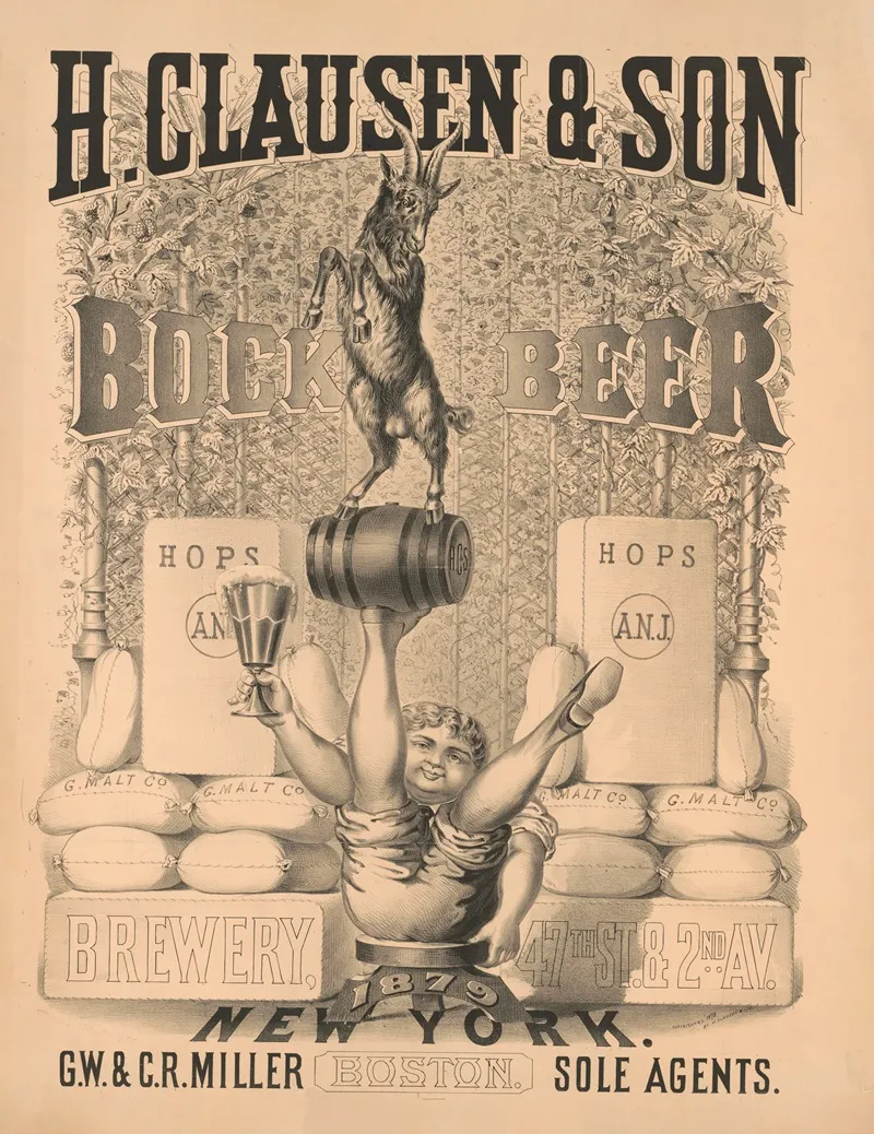 H Clausen Son Brewery 47th St 2nd Av New York Bock Beer Wall Art by Wittemann Bros. - High-Resolution Digital Print
