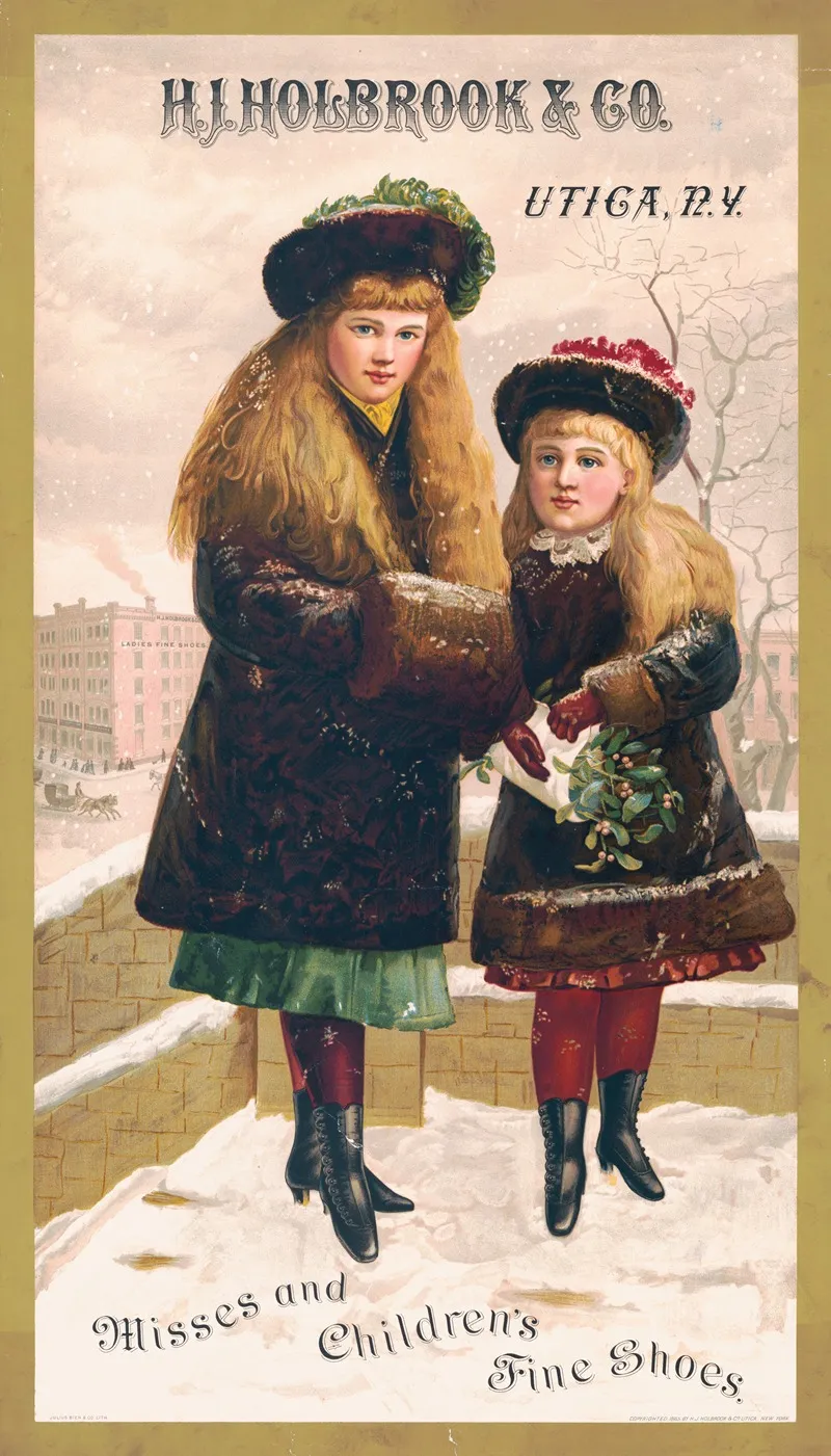 H J Holbrook Co Utica N Y Misses And Children Fine Shoes Wall Art by Julius Bien - High-Resolution Digital Print