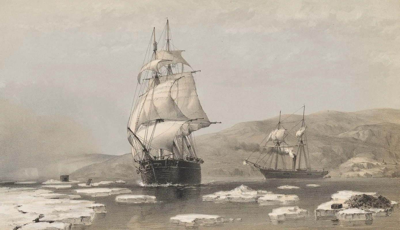 H M S Assistance And Pioneer Breaking Out Of Winter Quarters 1854 Wall Art by Walter William May - High-Resolution Digital Print