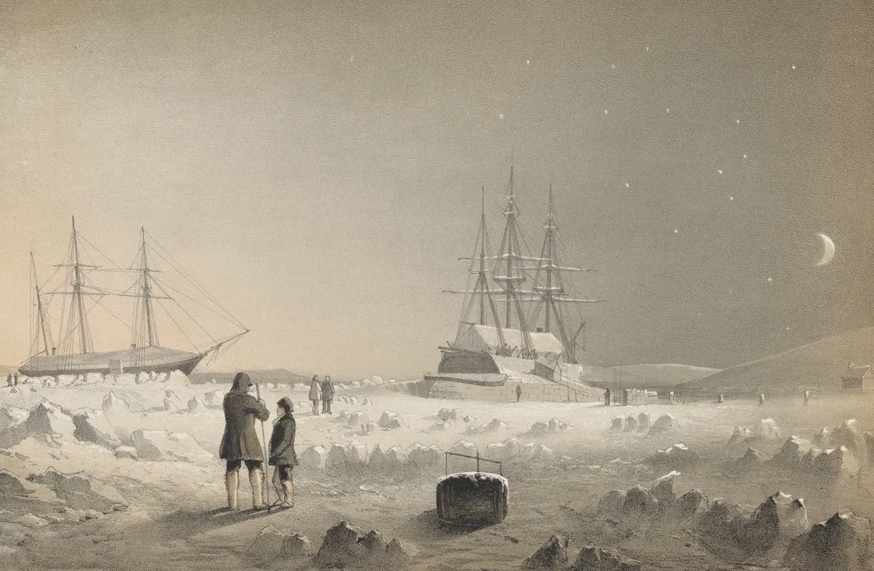 H M S Assistance And Pioneer In Winter Quarters Returning Daylight Wall Art by Walter William May - High-Resolution Digital Print