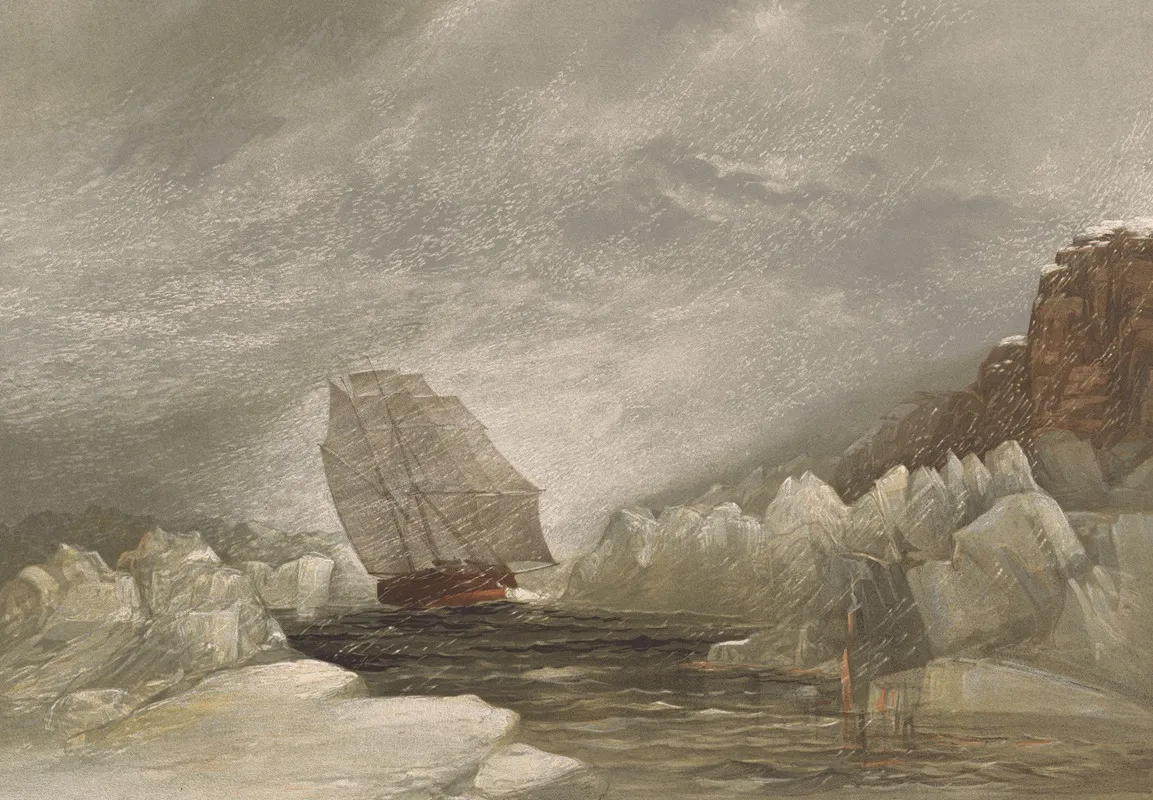 H M S Investigator Running Through A Narrow Channel Wall Art by Samuel Gurney Cresswell - High-Resolution Digital Print