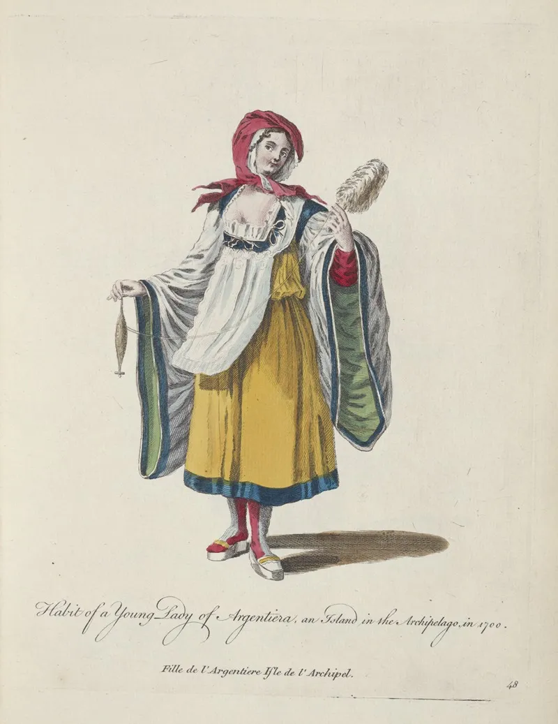 Habit Of A Young Lady Of Argentiera And Island In The Archipelago In 1700 Fille De Largentiere Isle De Larchipel