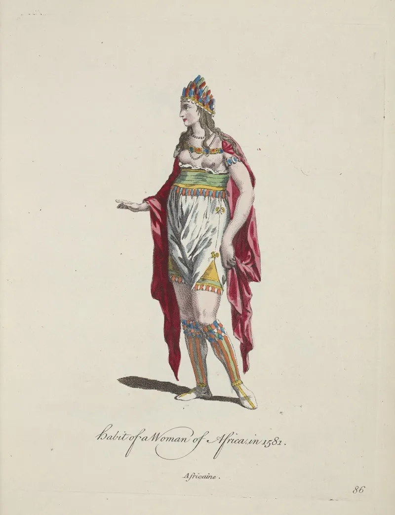 Habit Of Woman Of Africa In 1581 Africaine