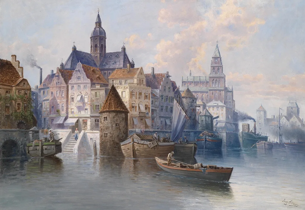 Hafenansicht Capriccio Wall Art by August Von Siegen - High-Resolution Digital Print