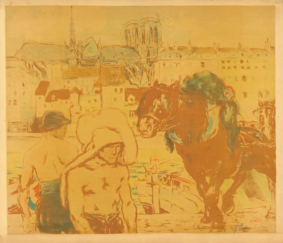 Hafenarbeiter Mit Pferd Am Ufer Der Seine In Paris Wall Art by Clémentine Hélène Dufau - High-Resolution Digital Print